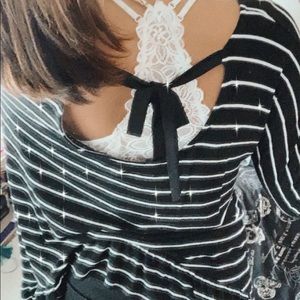 Black and White Striped Long Sleeve Shirt
